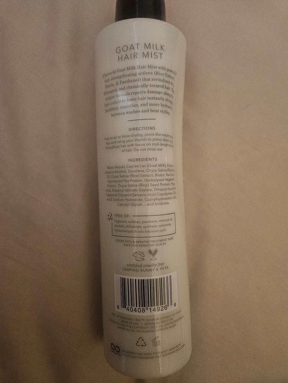 Beekman 1802 Volumizing Goat Milk Hair Foam & Leave In Hair Mist Set Of 2 *NWT*